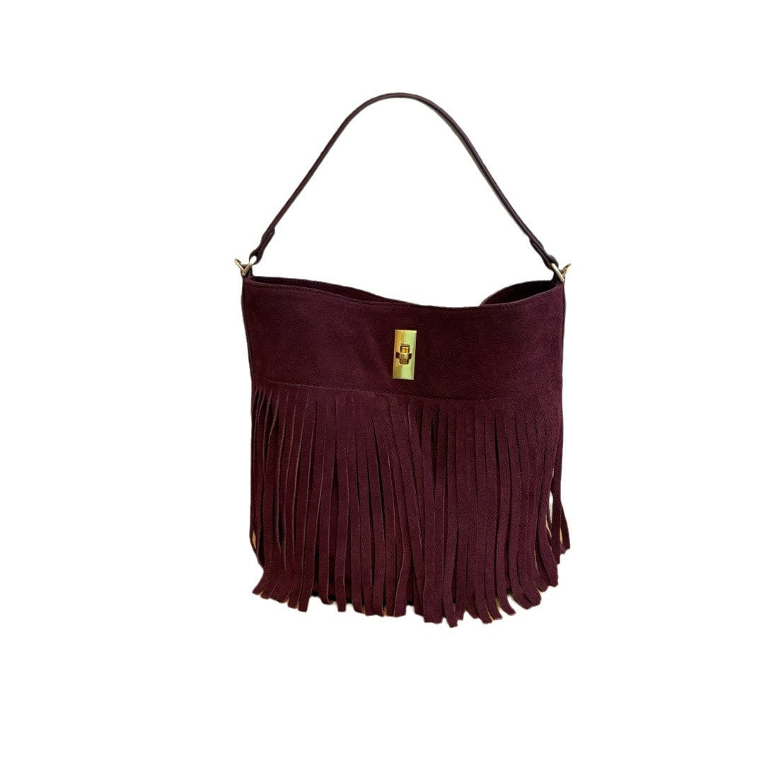 962 suede leather tassel bucket handbag