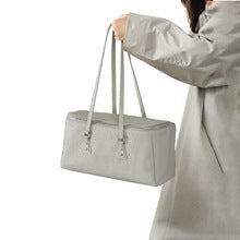 2167 solid gray boston handbag