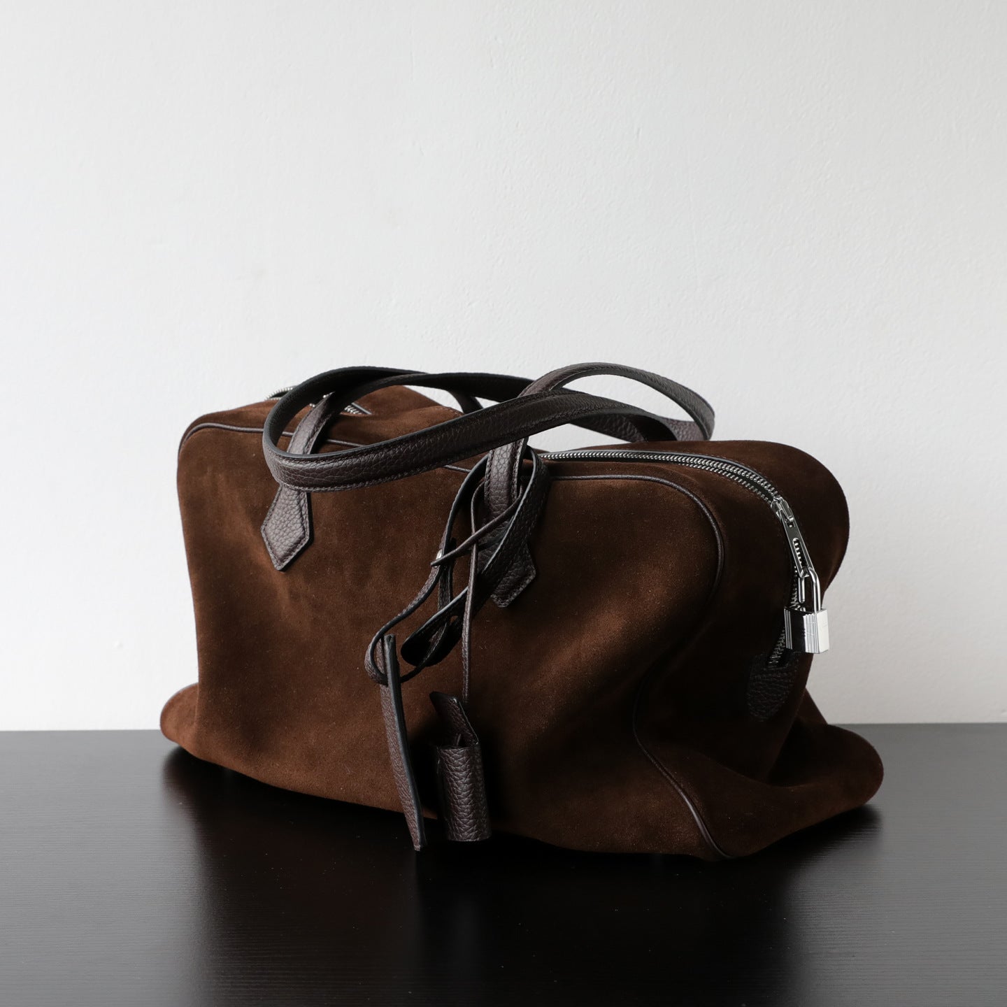 3703 suede large boston handbag