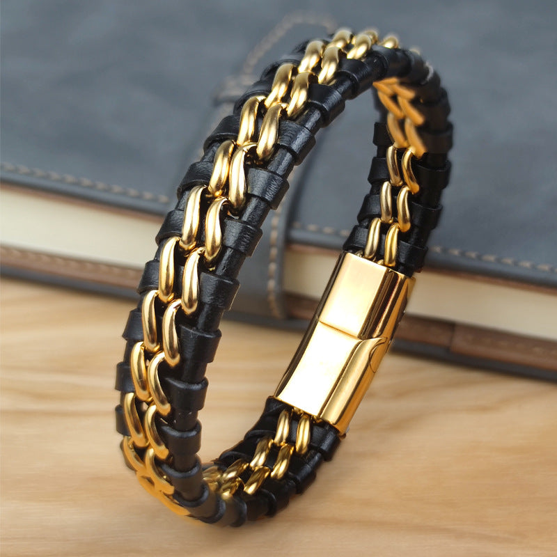 1639 Punk style double  layer men bracelet