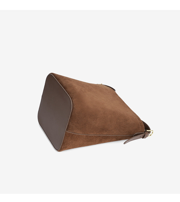 102 suede leather bucket handbag