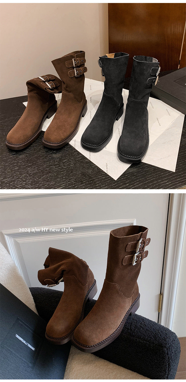 649 winter suede leather ankle boots