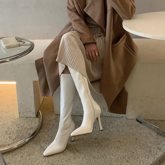 1806 pointed toe knee high boots
