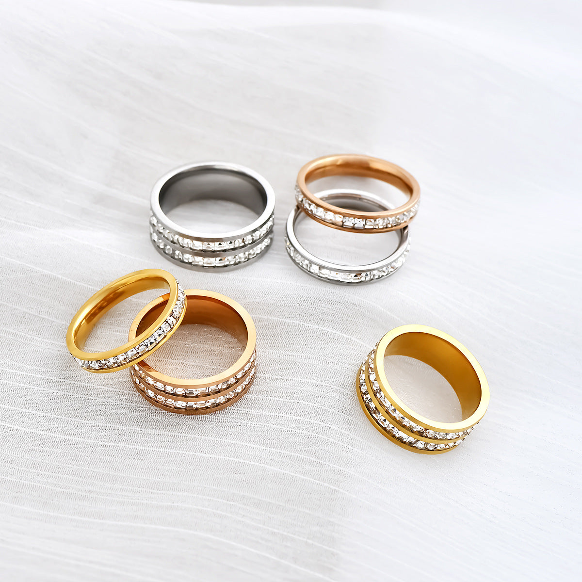 1975 stainless rhinestone rings