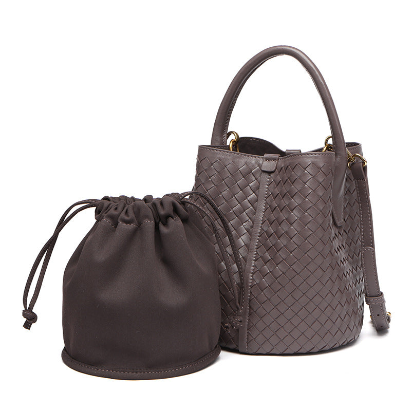 106 sheepskin handmade women bucket bag