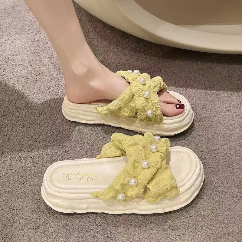 4161 outdoor fashion pearl summer slippers