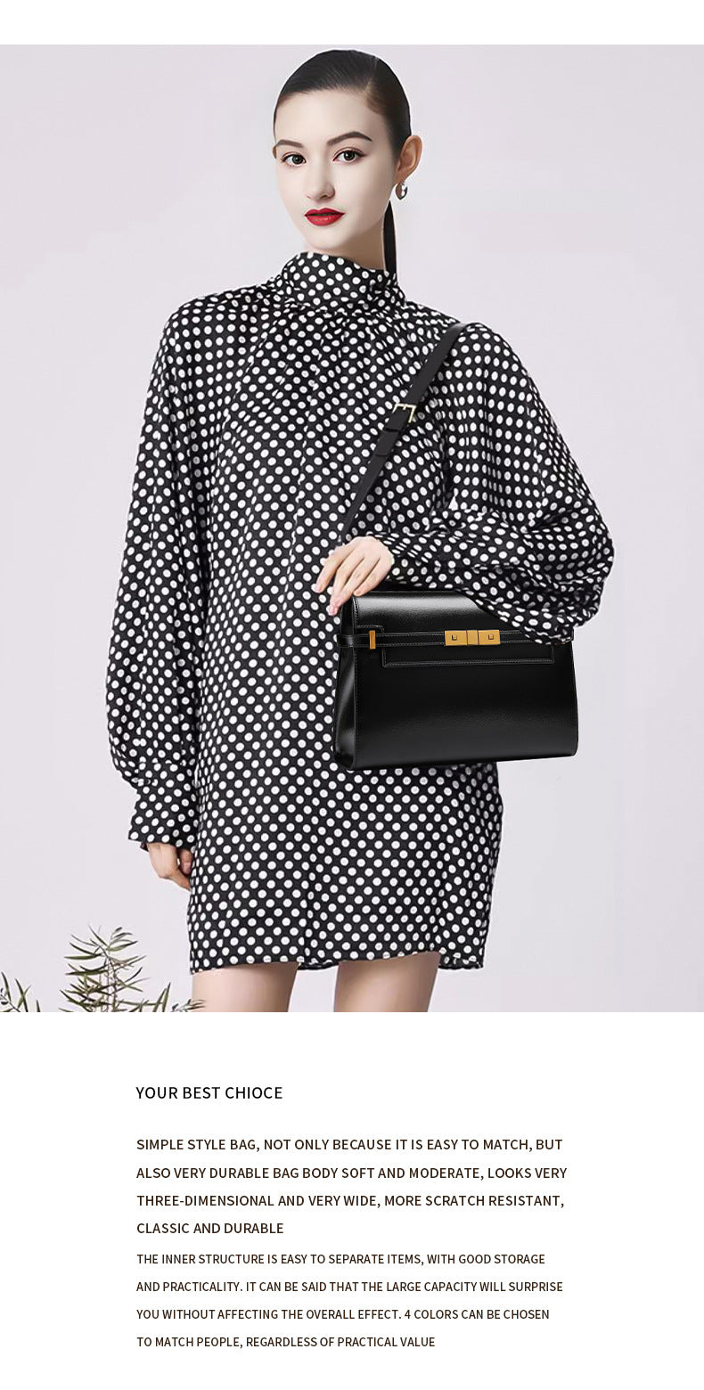313 genuine leather solid crossbody bag