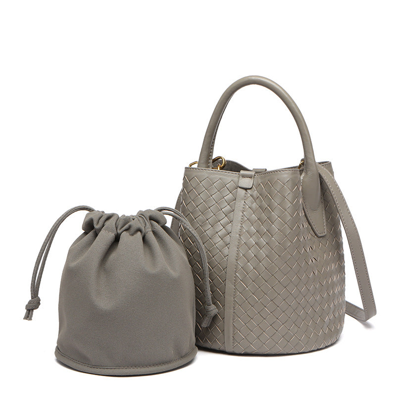 106 sheepskin handmade women bucket bag
