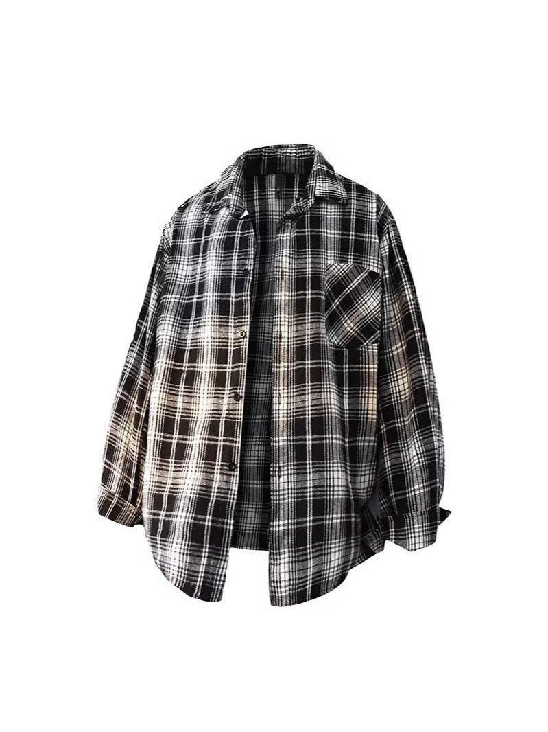 4195 women cotton plaid shirt