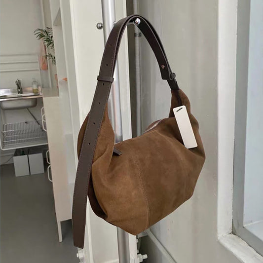 1820 suede leather large hobo