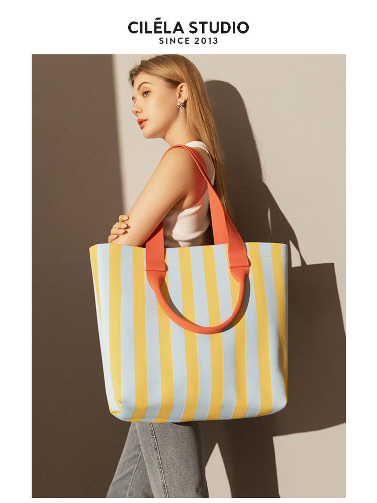 647 colorful stripe large totes bag