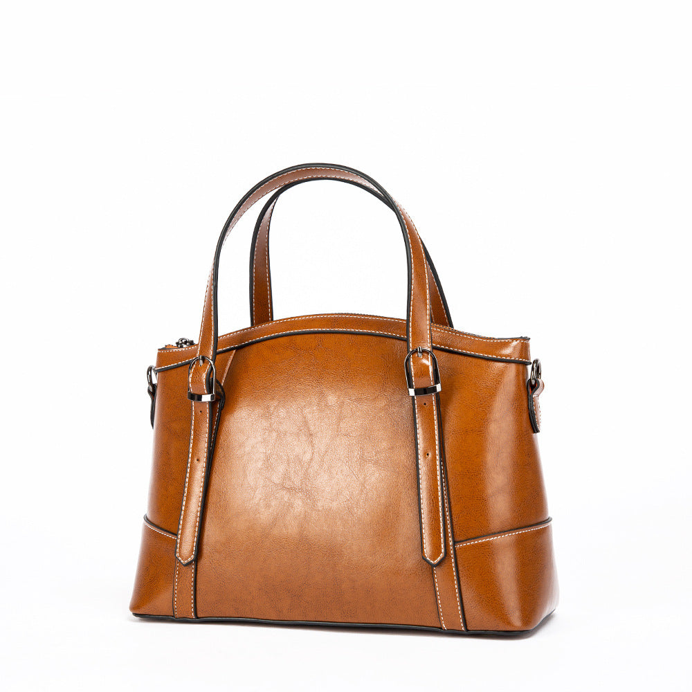 1674 genuine leather solid women handbag