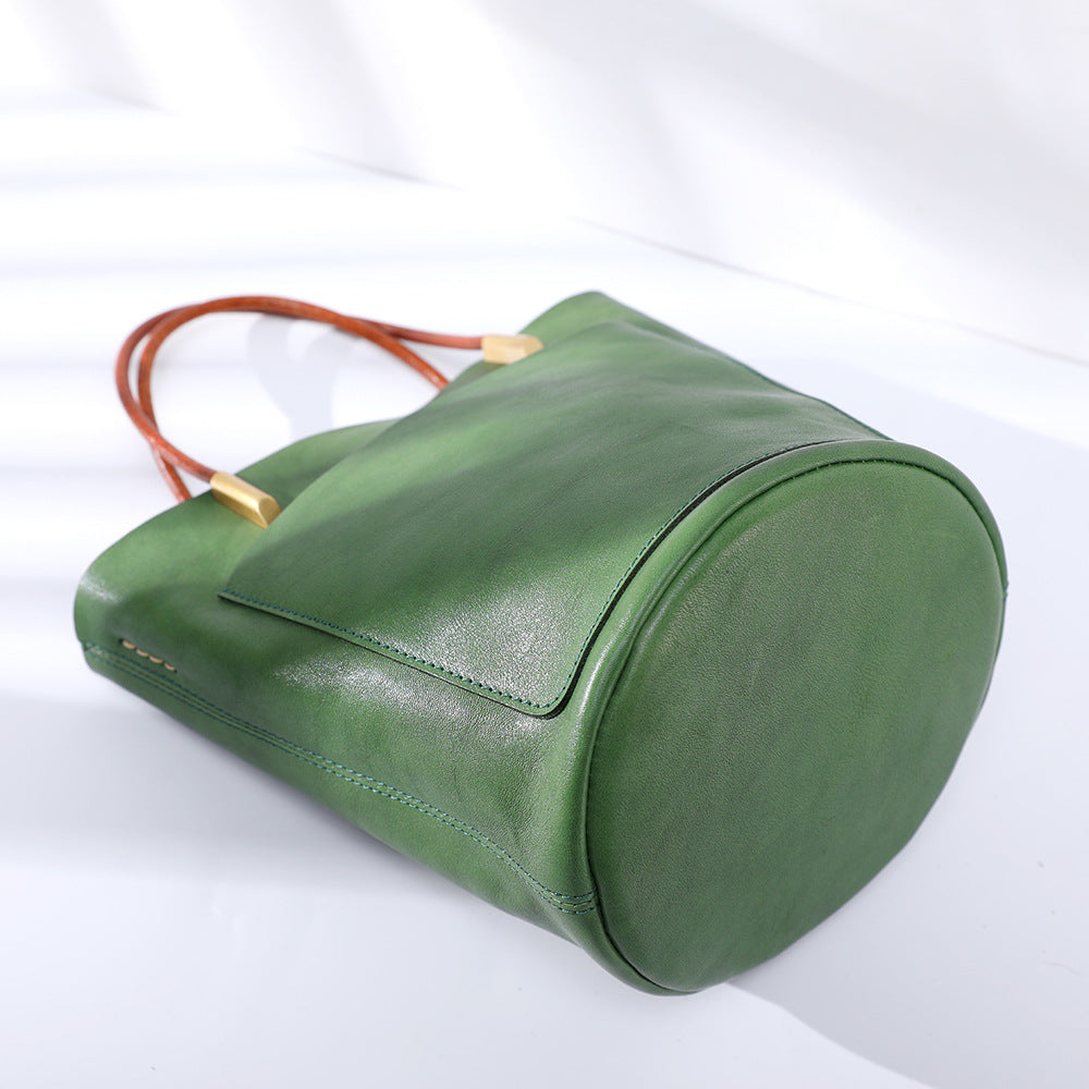 1714 genuine leather bucket handbag
