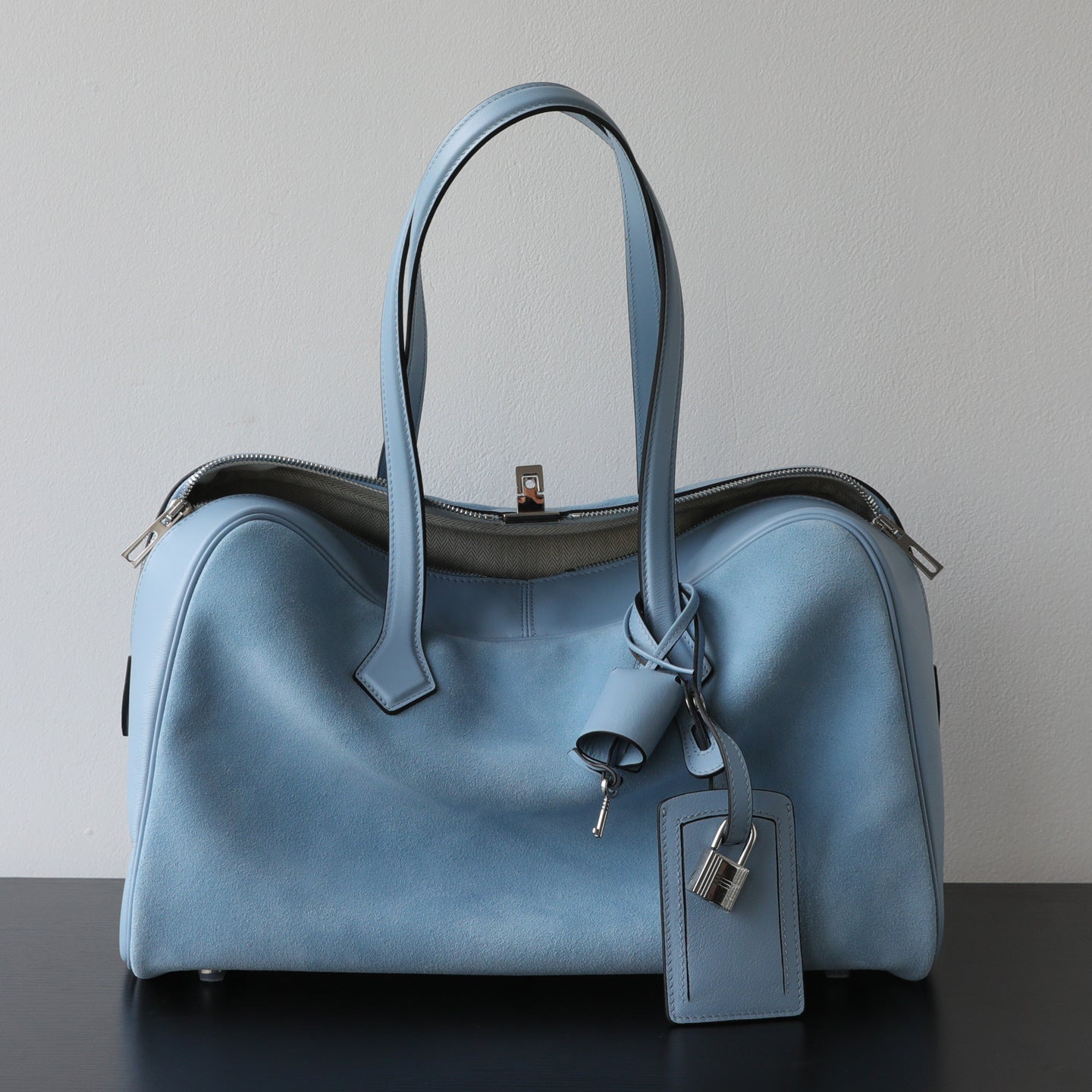 3703 suede large boston handbag
