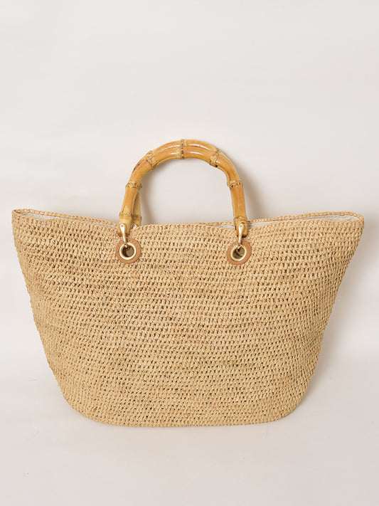 1558 large raffia woven handbag