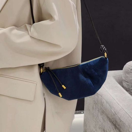 1747 suede leather half moon bag