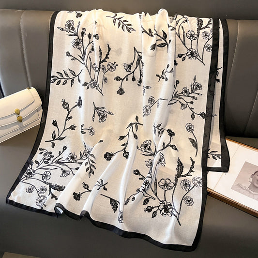 2152 flower print silk scarf