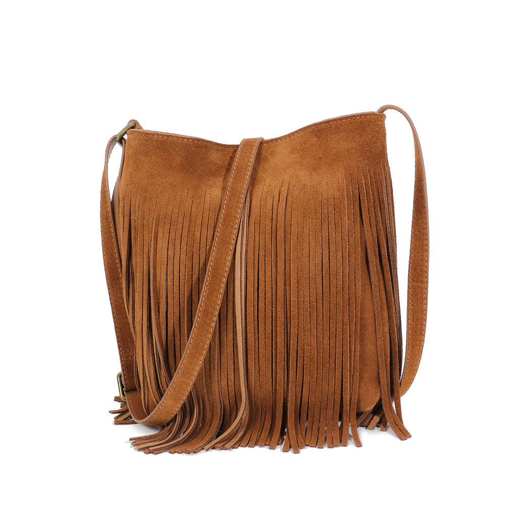 1679 suede leather tassel crossbody bag