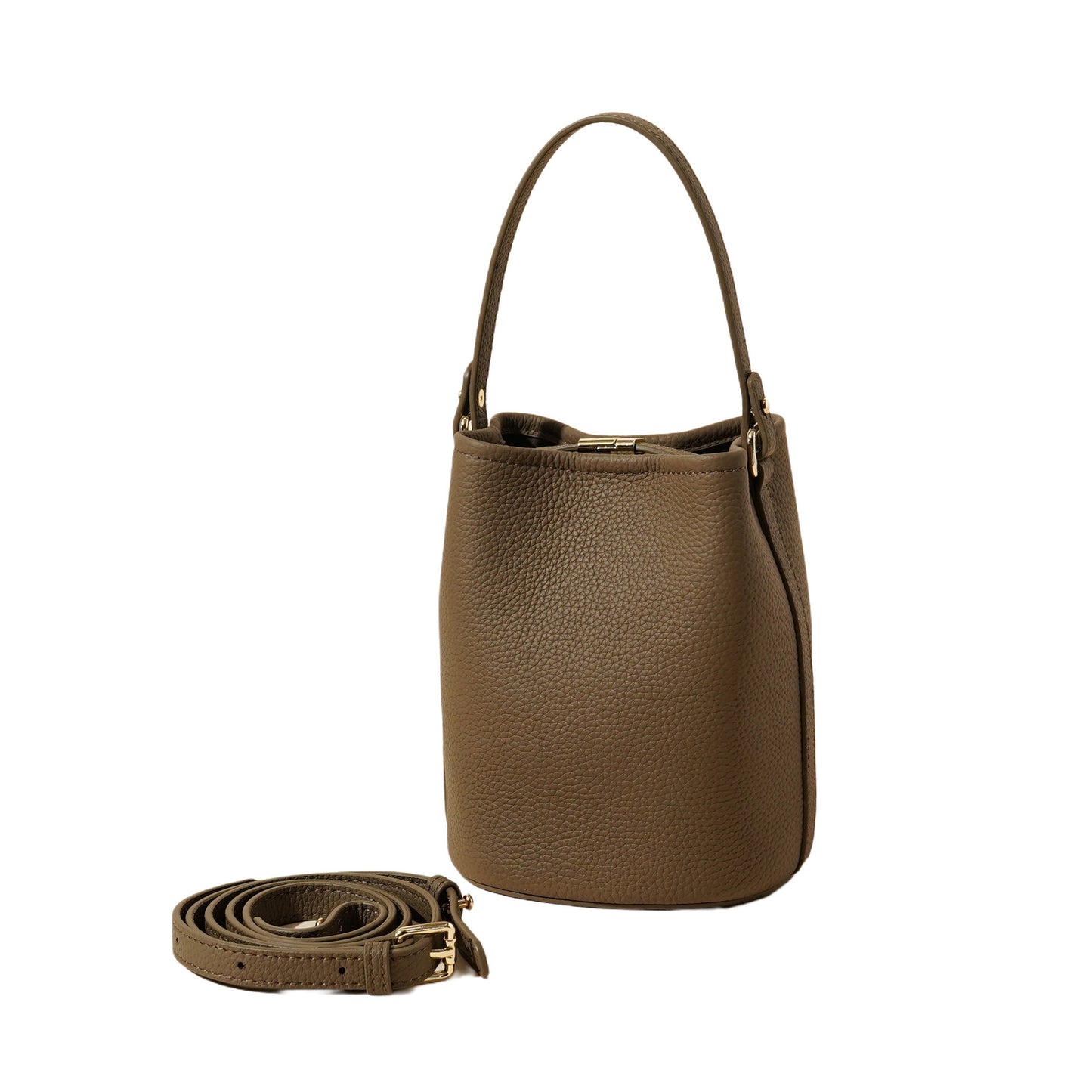 3966 genuine leather mini bucket bag