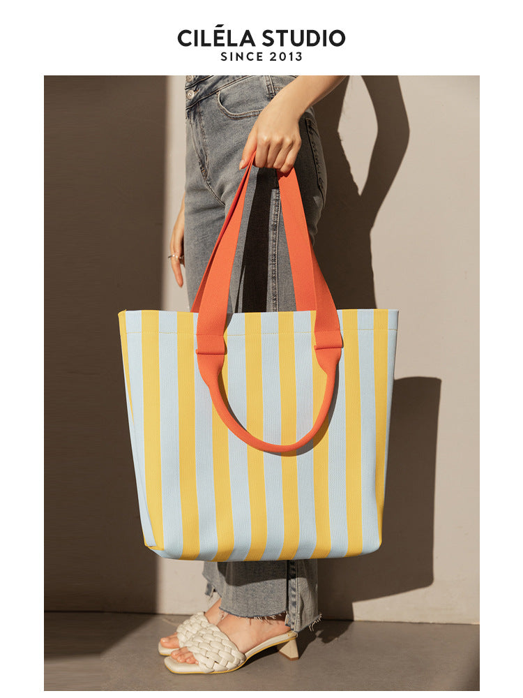 647 colorful stripe large totes bag
