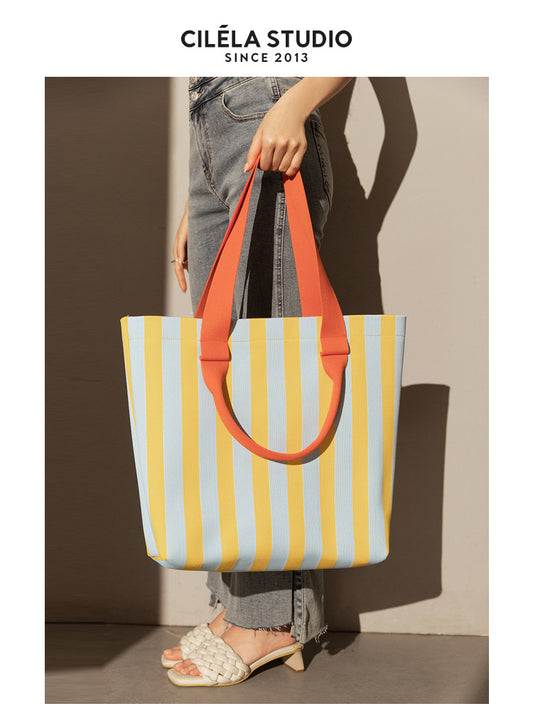 647 colorful stripe large totes bag