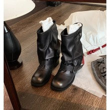 2701 chunky heeled western ankle boots in leather