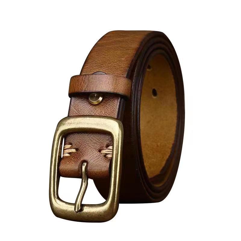 1702  3.3cm copper buckle  leather belt