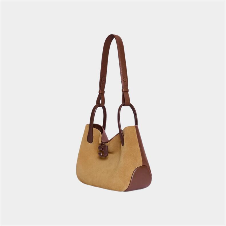 656 niche suede leather hobo bag