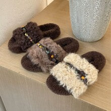 2633 high-end curly lambswool slippers