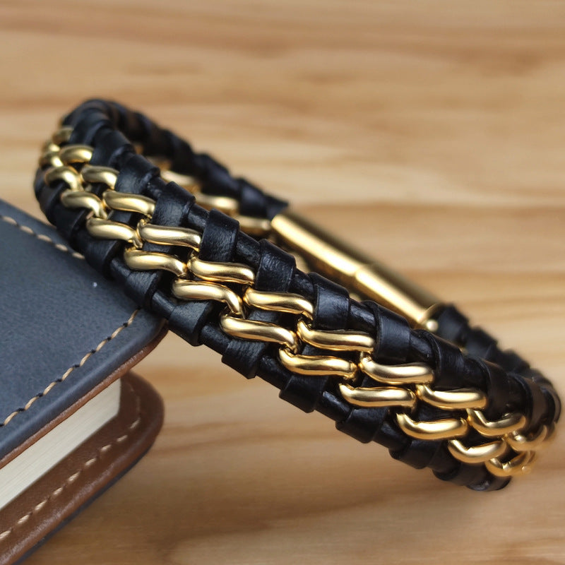 1639 Punk style double  layer men bracelet