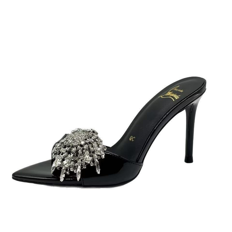 4220 rhinestone women high-heel slide