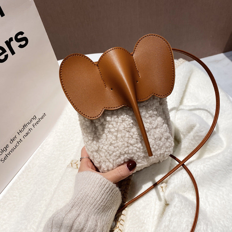 1095 elephant imitation wool phone bag