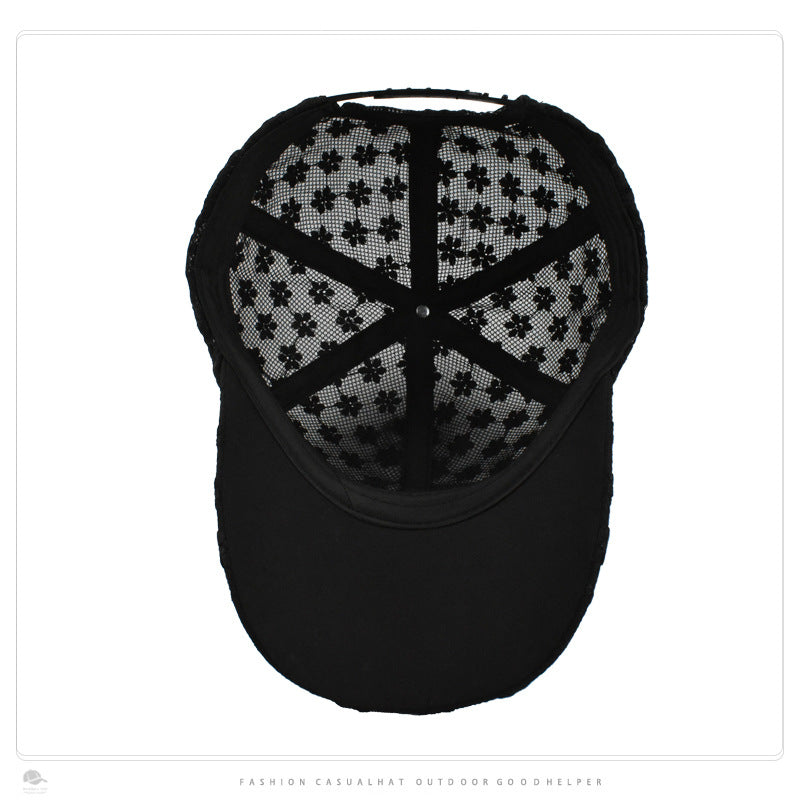 2118 flower embroidery breathable baseball cap
