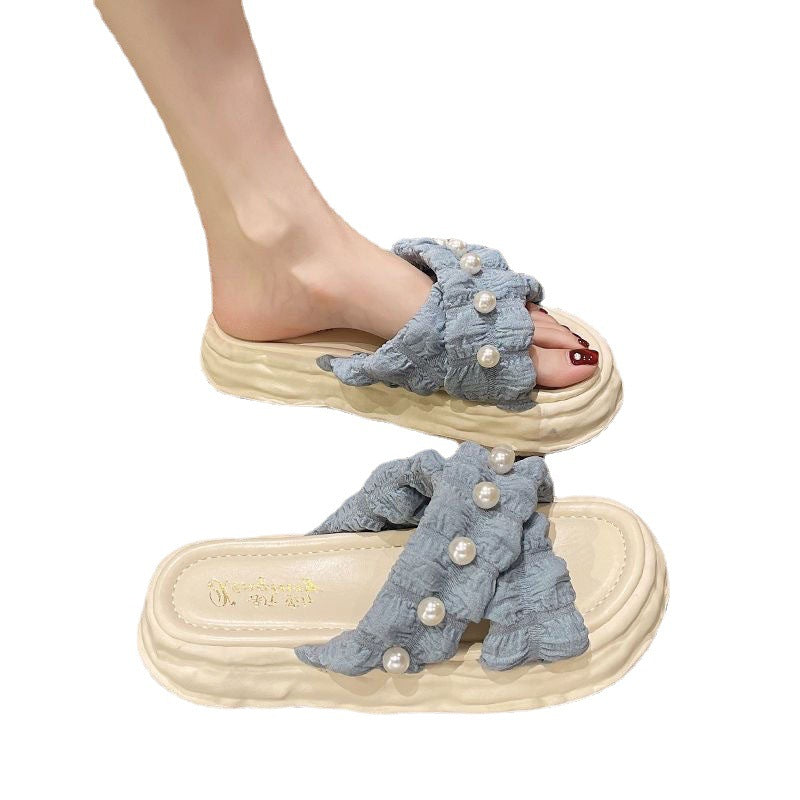 4161 outdoor fashion pearl summer slippers