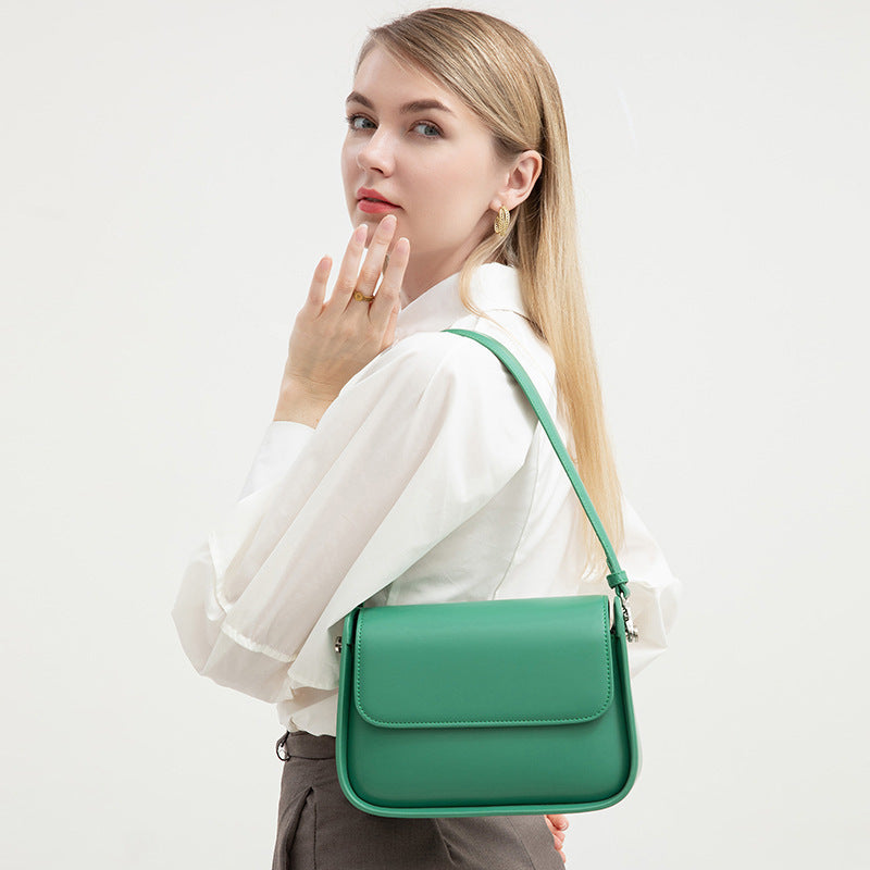 1709 flap solid crossbody bag genuine leather handbag
