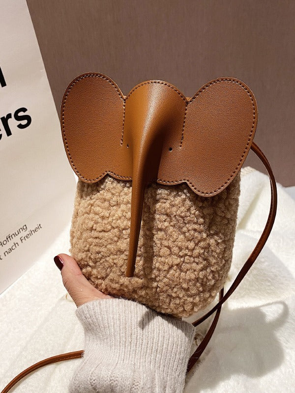 1095 elephant imitation wool phone bag