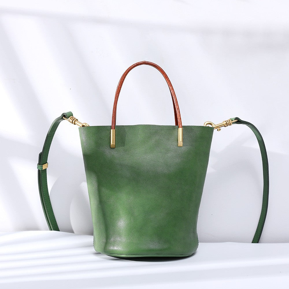 1714 genuine leather bucket handbag
