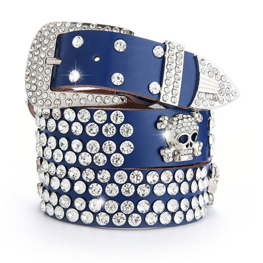 1607- rhinestone leather belt