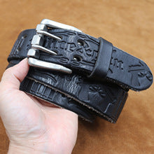 2212 vintage pin buckle cowhide belt