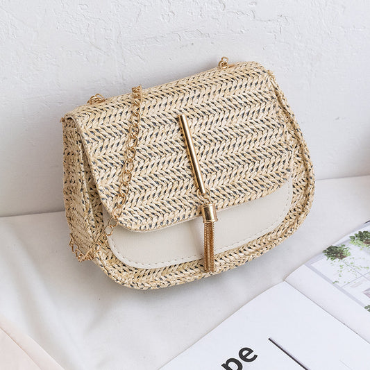 1873 tassel straw crossbody bag