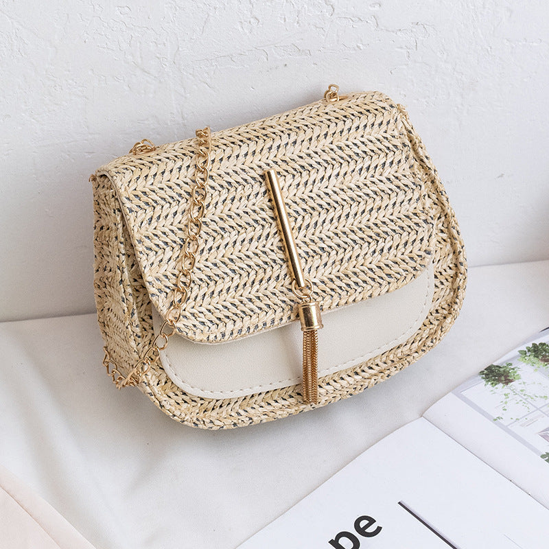 1873 tassel straw crossbody bag