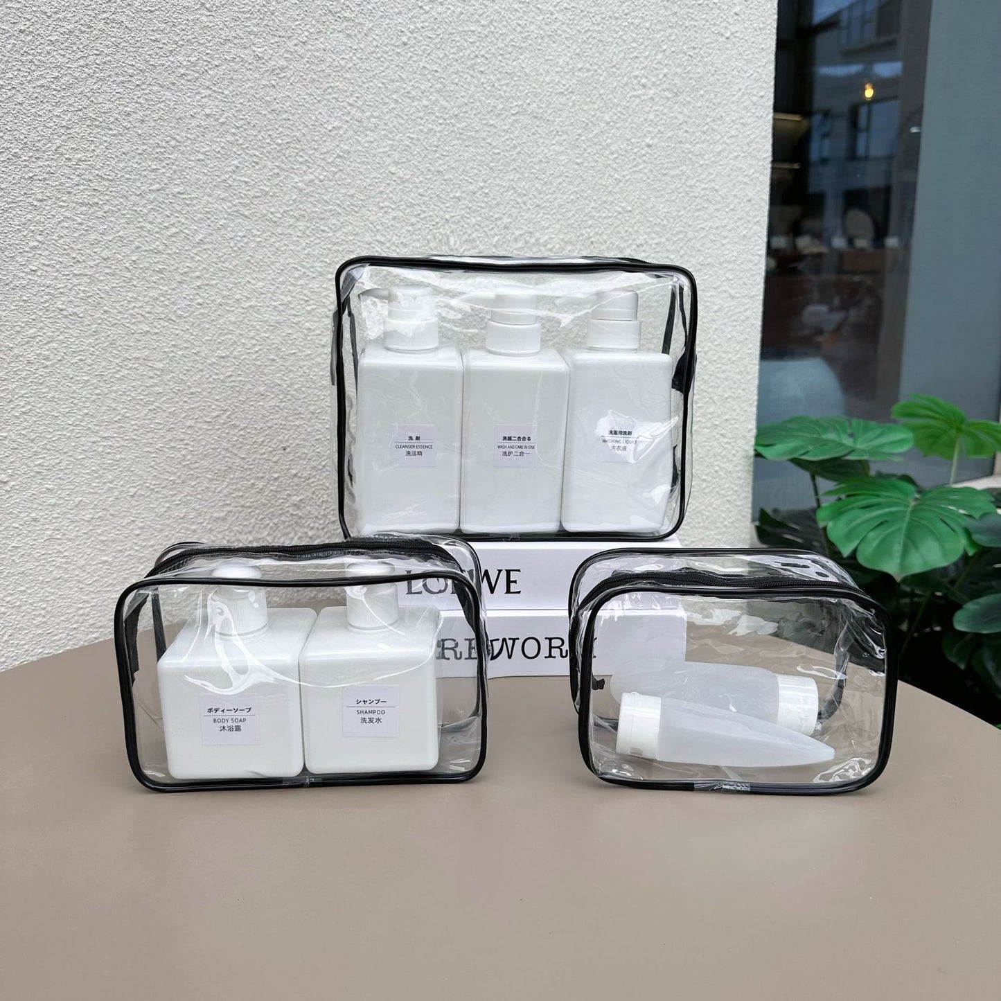 1925 3pcs/set transparent wash bag