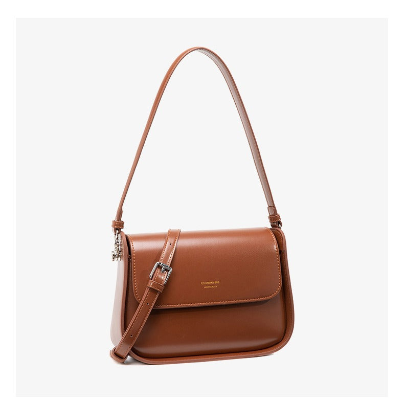 1709 flap solid crossbody bag genuine leather handbag