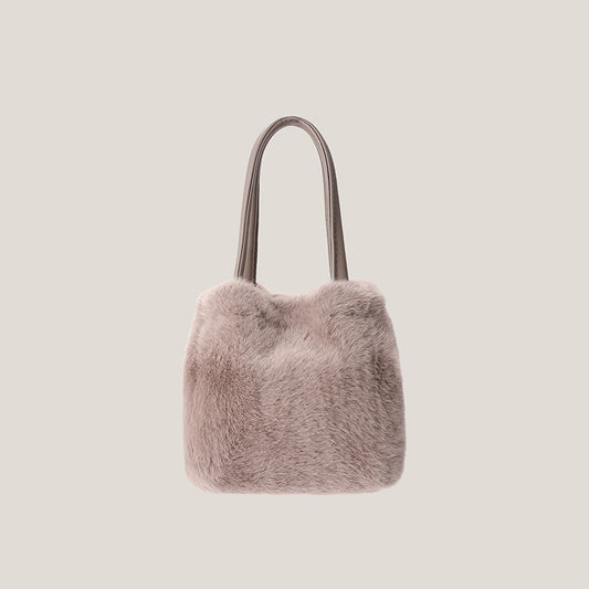 1817 faux fur  bucket handbag