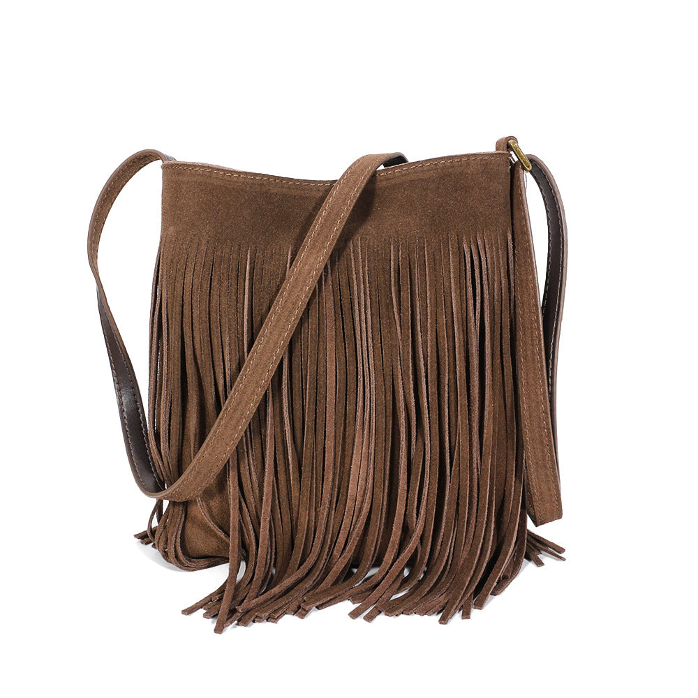 1679 suede leather tassel crossbody bag