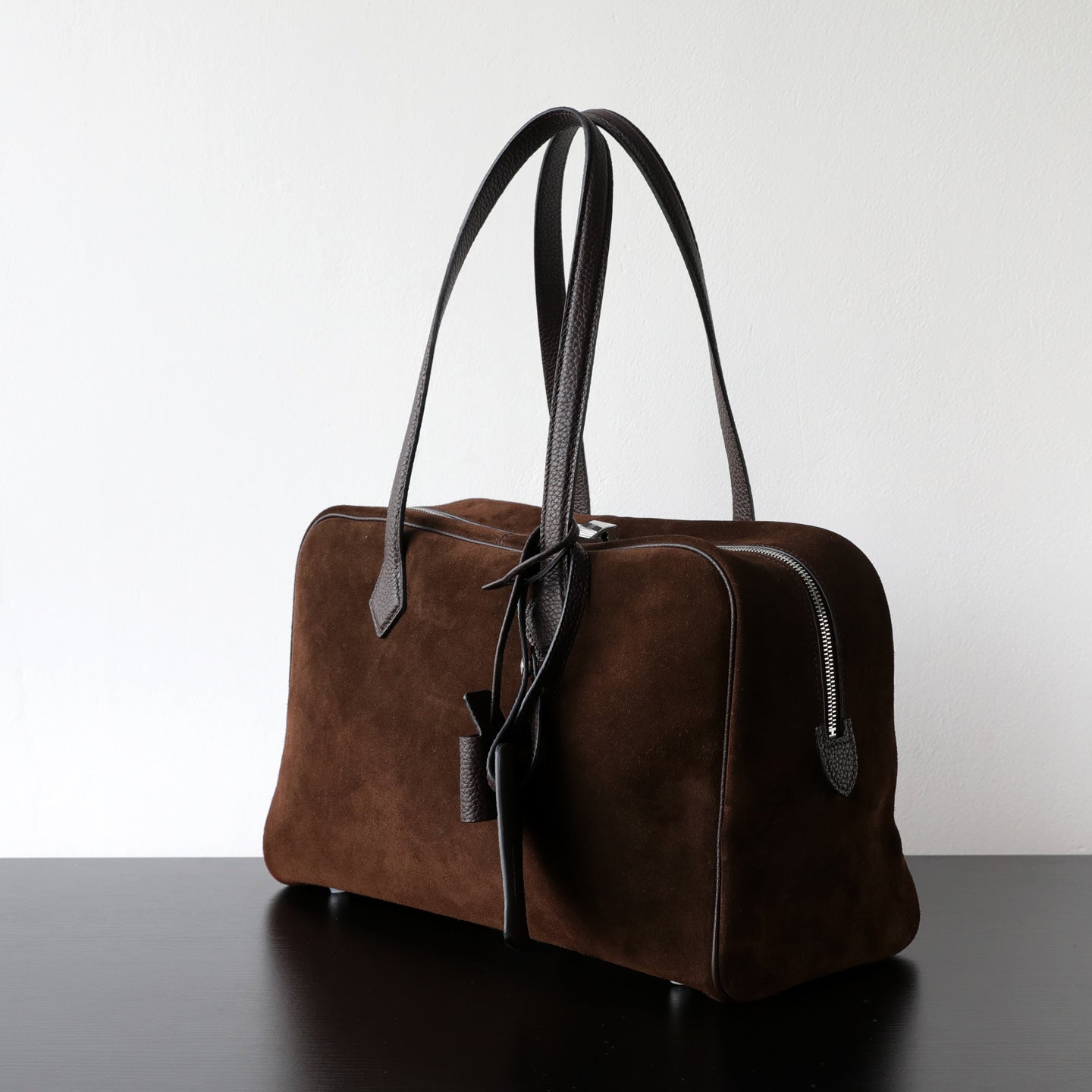 3703 suede large boston handbag