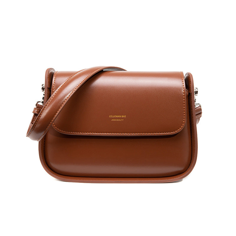 1709 flap solid crossbody bag genuine leather handbag