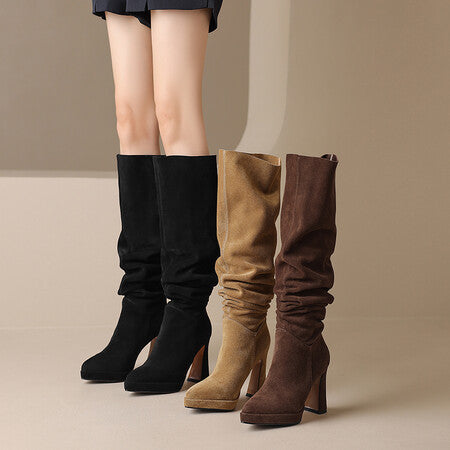 3839 over the knee pointed-toe boots