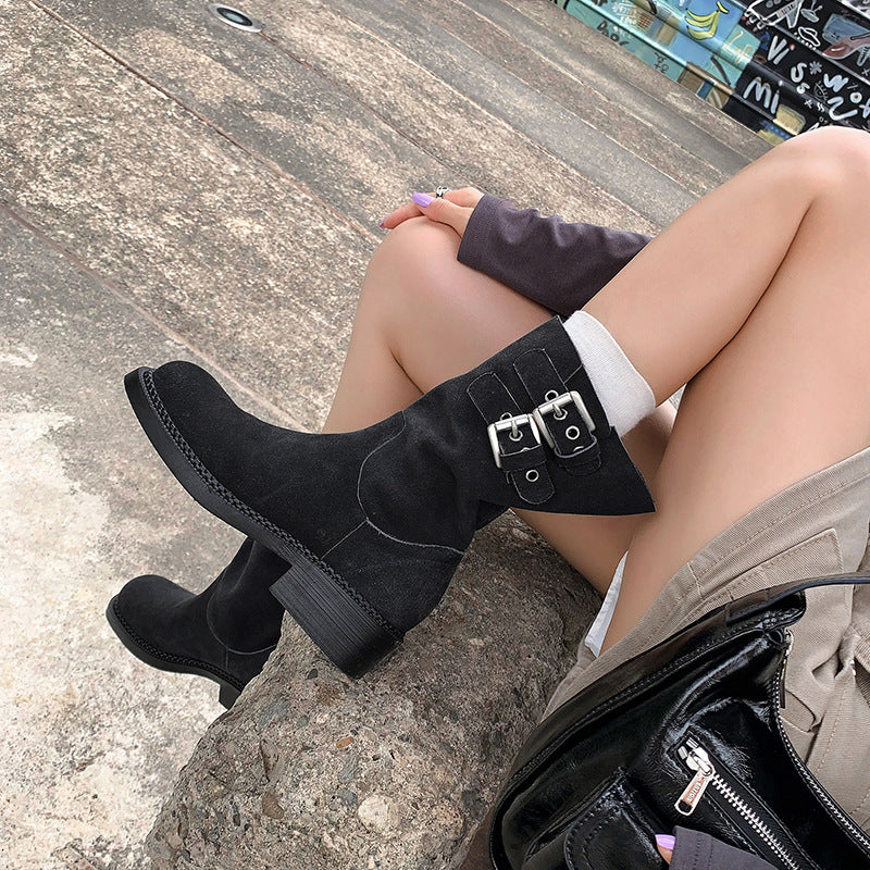 649 winter suede leather ankle boots